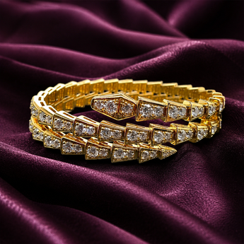 ATJ-08 Diamond Pavé Snake Wrap Bracelet in Silver