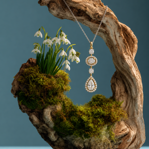 Halo Drop Lab Diamond Pendant Necklace | Yellow Gold