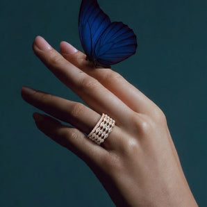 Multi-Row Diamond Band Ring | Rose Gold
