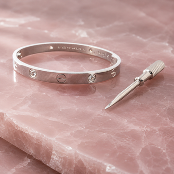ATJ-084 Diamond Solitaire Screw Bangle in Silver