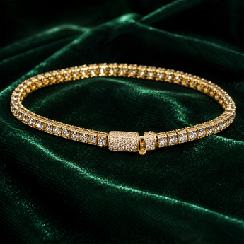 ATJ-022 Diamond Tennis Bracelet with Pavé Barrel Clasp in Silver