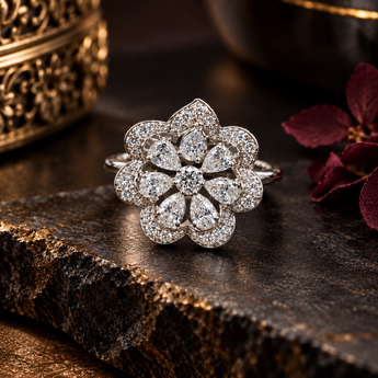 ATJ - 153 sterling silver floral ring