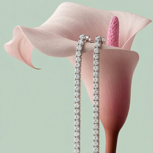 Diamond Tennis Drop Earrings | White Gold