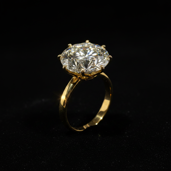 Luxury lab-grown diamond solitaire ring on dark background