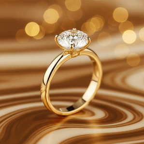 Solitaire Diamond Ring in 18K Yellow Gold by Amaravati Sparkle