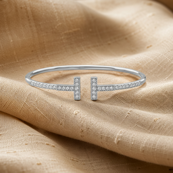 ATJ - 127 silver double T-bar full-pavé diamond bracelet